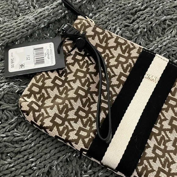 DKNY Monogram Brown and Cream Clutch - Picture 2 of 5
